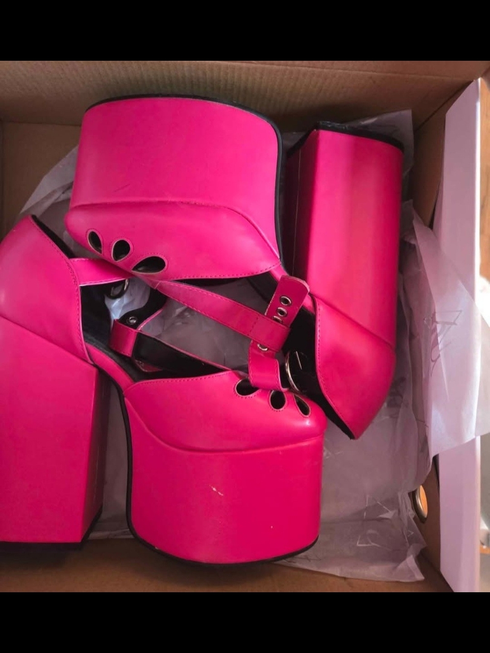 Platform Mary Jane Heels in Hot Pink
